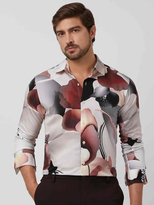 Multicolour Digital Print Slim Fit Casual Shirt