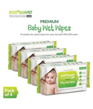 BodyGuard Baby Wet Wipes - (4 Packs, 72 Wipes per Pack)