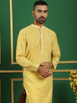 Men's Geometric Printed Kurta with Pyjama-L