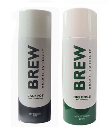 Brew - JACPOT & BIG BOS DEODORANT , 200ML Deodorant Spray for Unisex 400 ml ( Pack of 2 )