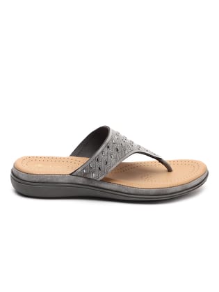 Comfortable Flat Slip-On Chappals-38 / GREY