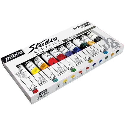 Pebeo Studio Acrylics High Viscosity Sets (Choose Size)-10 SHADES X 20 ML