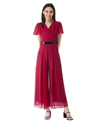 Miss Chase Pink Georgette Jumpsuit - - XL