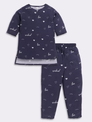 Charcoal All Love Graphic Print Co-ord Set-6-7Y