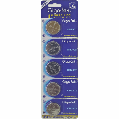 Giga-tek CR2032 3V Lithium Button Cell Battery-Pack of 5