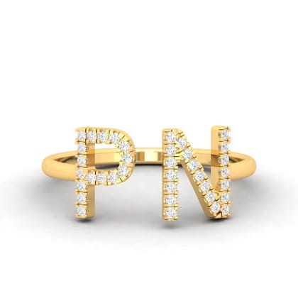 Diamond Initial Couple Ring-Golden