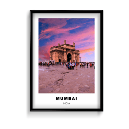 Mumbai Colored City Art-A4 / Art Paper Print / Black Frame