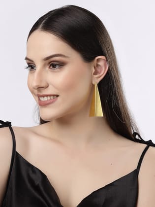 NVR Women Gold-plated Geometric shape Drop Earrings-Gold / Onesize / Alloy