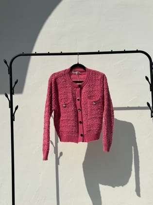 Pink knitted sweater-Pink / S