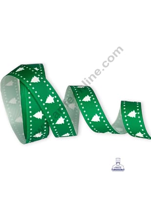 CAKE DECOR™ 1 Roll Christmas Theme Ribbons | Gift Wrapping | Festive Decoration - Theme 07 Green