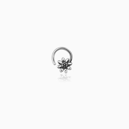 Oxidised Silver Flower Blossom Nose Pin