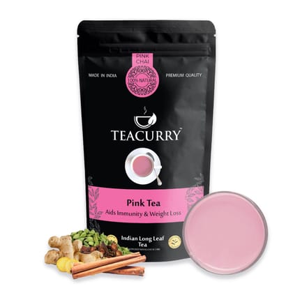 TEACURRY Pink Tea Mix (1 Month Pack, 30 Sachets ) - Helps with Immunity, Weight Loss and Bone Health