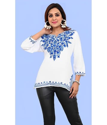 PPTHEFASHIONHUB Cotton Embroidered Straight Womens Kurti - White ( Pack of 1 ) - None