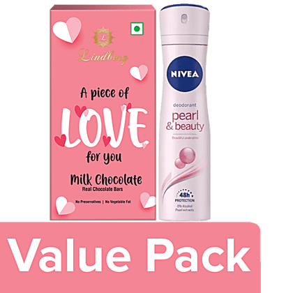 Nivea Valentine's Day Lindberg Chocolate & NIVEA Berry Face Care Gift Set for Her, 2 items Combo