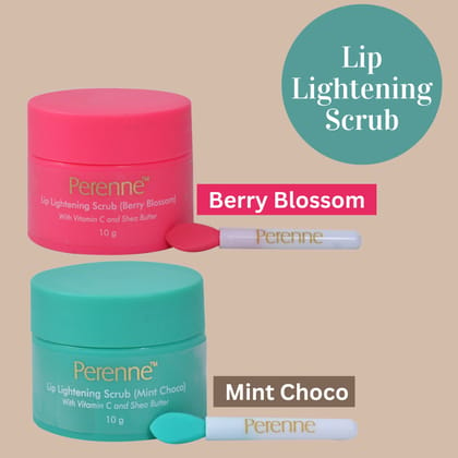 Perenne Lip Lightening Scrub With Vitamin C and Shea butter (Berry blossom & Mint Choco-10gm x 2)-10gm x 2