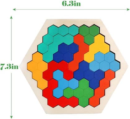 Wooden Hexagon Puzzle for Kid Adult,  Montessori Educational Gift for 4-8 Boys Girls