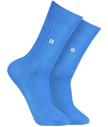 Bonjour - Light Blue Cotton Blend Mens Full Length Socks ( Pack of 1 ) - Light Blue