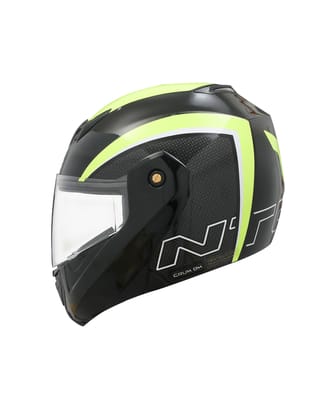 TVS Ntorq Full Face, Flip Up Helmet with ABS Shell, ISI Certified, Scratch and UV Resistant Visor, Neon-Black - L