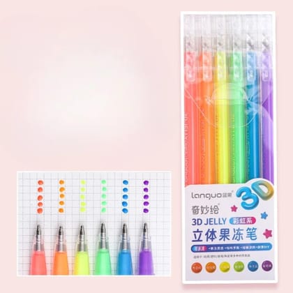 3D Jelly Press Gel Pen - Set OF 6