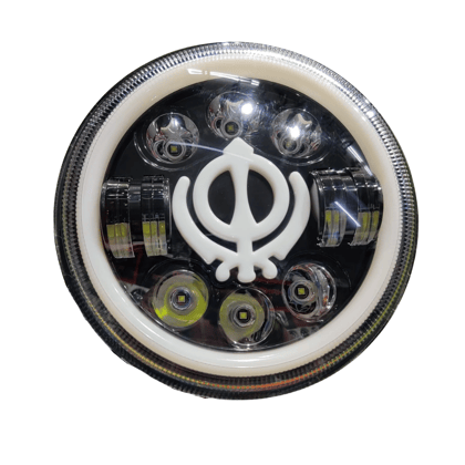 Sikh Design/Khanda 90 watt LED Headlight for All ROYAL ENFIELD Models-HJG