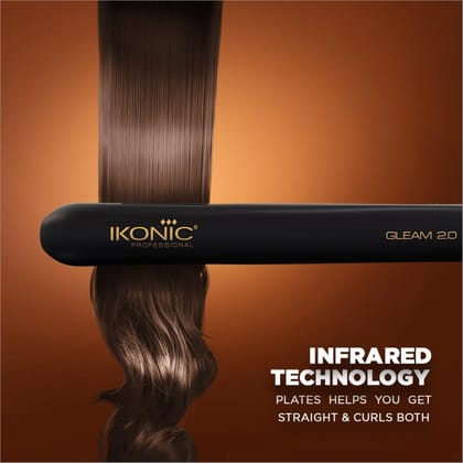 Ikonic Gleam Hair Straightener | 1’ Ceramic Plates, LED Temperature Control & Quick Heat