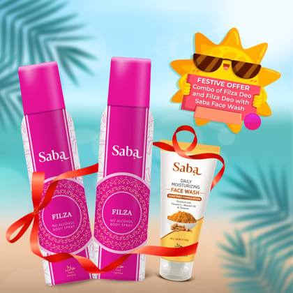 Combo of 2 Saba Filza Deodorants with Saba Daily Moisturizing Facewash