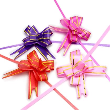 Gift Packing Pull Flower Ribbon for Gift Wrap and Decoration Gift Flower Ribbon (Multicolor, Pack of 10)