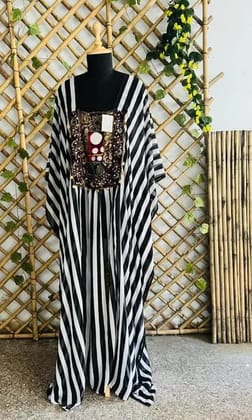 Striped embellished kaftan-S