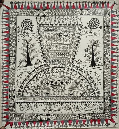 Warli Painting on Canvas Design 2