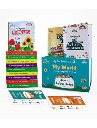 Early Joys - My First Bundle of Joy Theme 2 - MY WORLD, Children Ages 1 to 5 | Learn, Recall & Relate | Kids Mini Library Gift Boxset - 10 Board, 2 Activity/ Rhyme Books & 2 Charts packed in a Ut