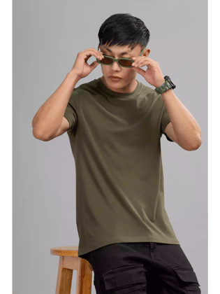 Olive Green - Sukhiaatma Unisex Basic T-shirt-XS-36