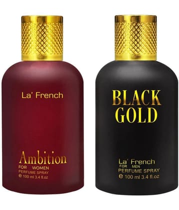 LA FRENCH Ambition & Black Gold Eau De Parfum (EDP) For Men Each 100ml ( Pack of 2 )