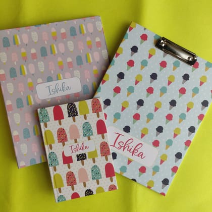 School Set  - Ice Lollies-Set of 3 - Folder + Clipboard + Note book