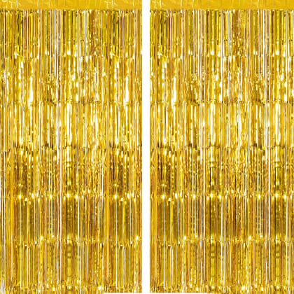 Foil Curtain GOLDEN ( 3 Ft By 6 Ft  ) - Pack Of 2