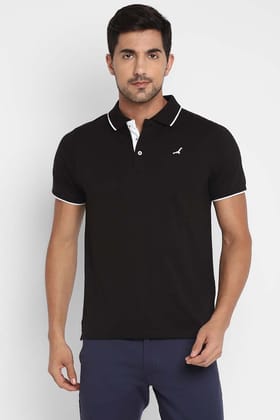 Polo Collar Half Sleeves T-Shirt for Men - Black-M / Black