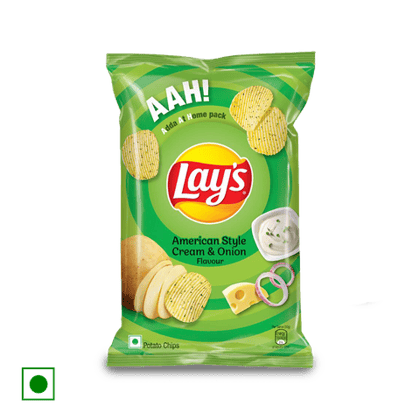 Lay's American Style Cream & Onion Flavour Potato Chips, 104 gm Pack