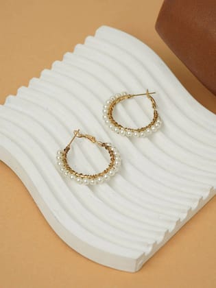 Pearl beaded hoop Earring