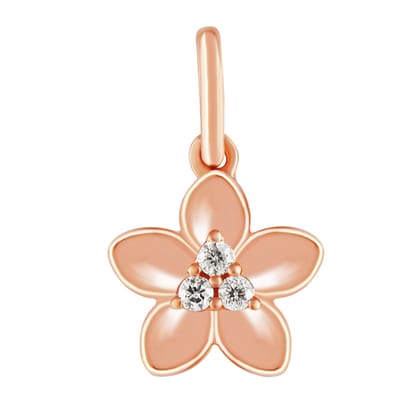 Senco Gold 18K Rose Gold Flora Kids Diamond Pendant (Gold Weight -  1.3 g / 0.06 Ct / HI-SI)