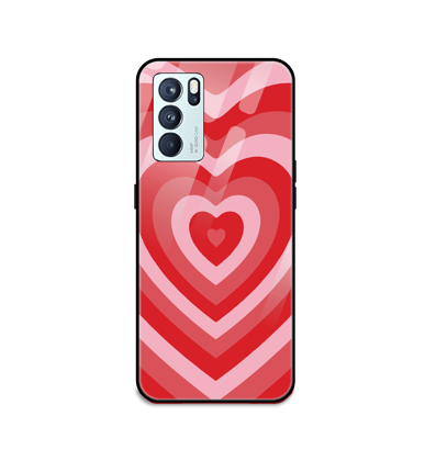 Red Hearts - Glass Case For Oppo Models-Oppo f19 pro plus