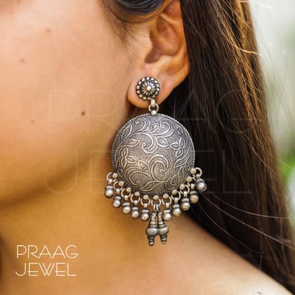Neeravi 925 Silver Earrings With Oxidized Polish 0051 | Designer Earrings | Long Earrings