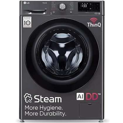 LG 9Kg 5 Star AI Direct Drive Steam Wi-Fi Front Load Washing Machine, Intelligent Fabric & Allergy Care, Middle Black-Middle Black