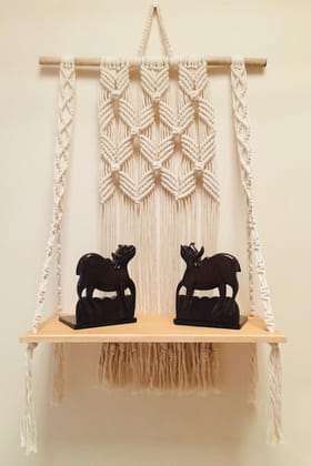 House of Macrame Blooming Flowers Wall-Hanging Shelf