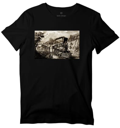 Steam Engine T-shirt-38 - S / Black