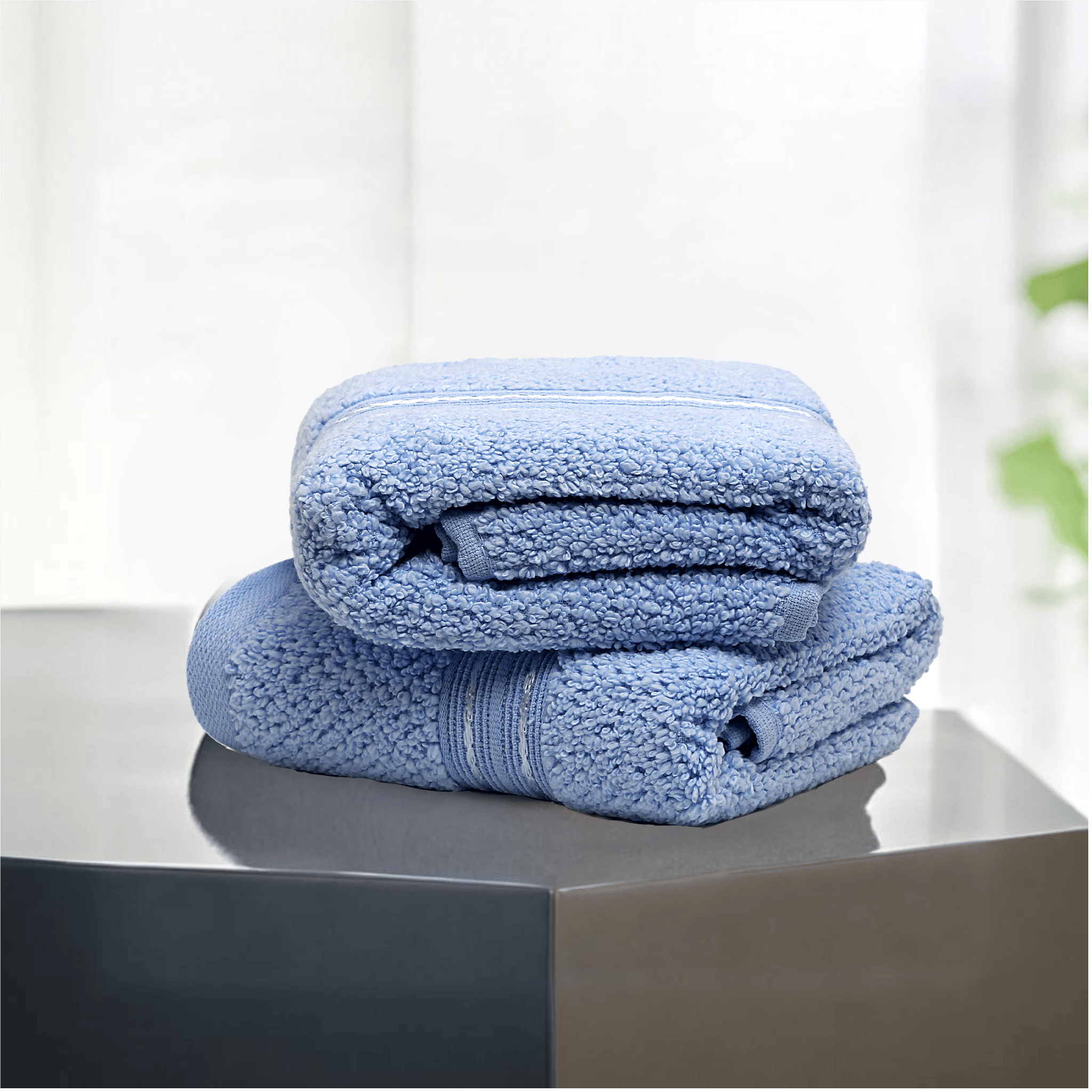 Lane Linen 100% Cotton, Highly Absorbent - 2 Hand Towels, 575 GSM (Light Blue)-Light Blue