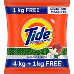 Tide Detergent Washing Powder - Jasmine & Rose, Extra Power, Tide, 5 Kg (4 Kg Pack + 1 Kg Pack Free)