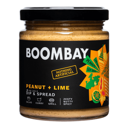 BOOMBAY Peanut + Lime Dip and Spread - Use as a Salad Dressing, Curry Paste, Marinade for Grill, Spread on Bread, 190 gm