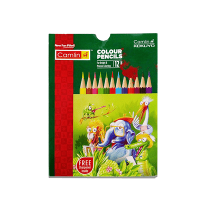 Camlin Kokuyo Half Hexa Plus Sharp Colour Pencils For Bright And Precise Coloring With Free Sharpener Inside - 88 Mm, Set Of 12