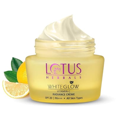 Lotus Herbals WhiteGlow Vitamin C Radiance Cream, 50g | SPF 20 | For Dark Spots & Dull Skin | Anti- Pollution
