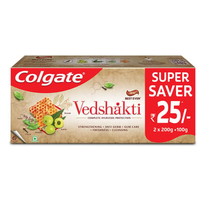 Colgate Vedshakti Tulsi Amla Neem Toothpaste 2 x 200g + 100g