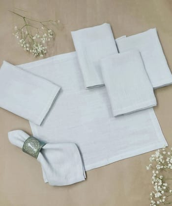 Set of 6 pcs Light Grey Pure Linen Table Napkin (16"x16")